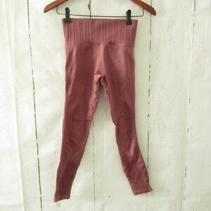 Athleta Leggings XS High Rise Mesh Cut Out Mauve Pink Crop Capri